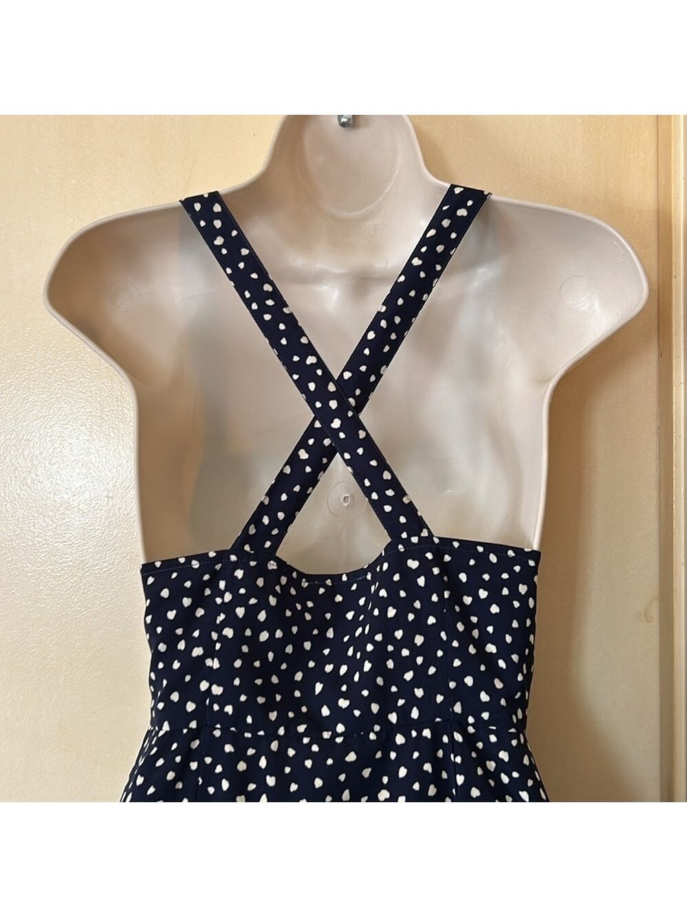 Kimchi Blue navy and white polka dot apron dress size 0 - Picture 4 of 10